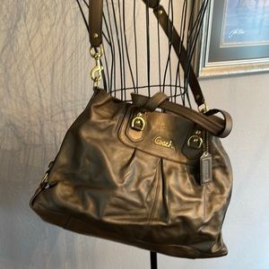 Coach Ashley Metallic Gray carryall shoulder bag